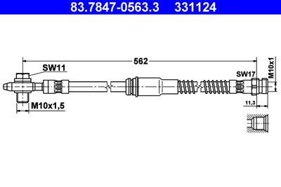 Тормозной шланг ATE 83.7847-0563.3 для VW TOURAN
