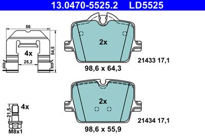 Комплект тормозных колодок, дисковый тормоз ATE 13.0470-5525.2 для TOYOTA SUPRA