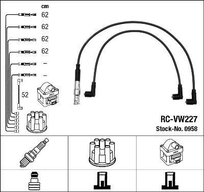 Комплект проводов зажигания NGK 0958 для VW VENTO