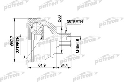 Шарнирный комплект, приводной вал PATRON PCV1123 для VW TRANSPORTER