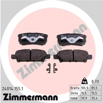ZIMMERMANN 24014.155.1 Тормозные колодки и сигнализаторы  для JEEP COMPASS (Джип Компасс)
