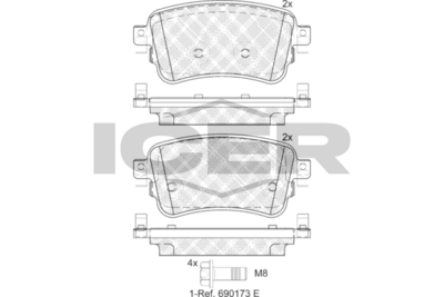 комплект спирачно феродо, дискови спирачки ICER LM2294