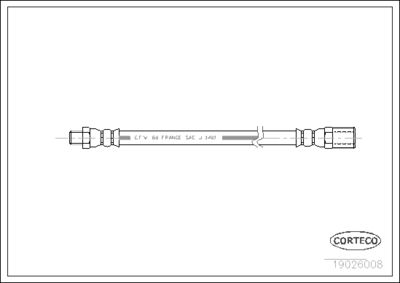 Тормозной шланг CORTECO 19026008 для PEUGEOT J7