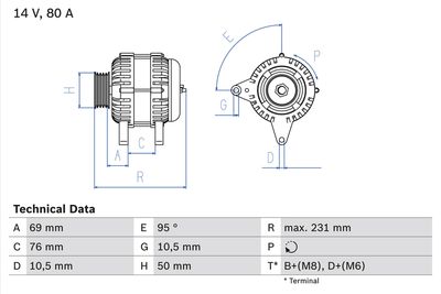 GENERATOR / ALTERNATOR BOSCH 0986039100