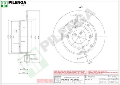 Тормозной диск PILENGA 5339 для INFINITI G20