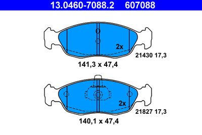Комплект тормозных колодок, дисковый тормоз ATE 13.0460-7088.2 для PEUGEOT 306