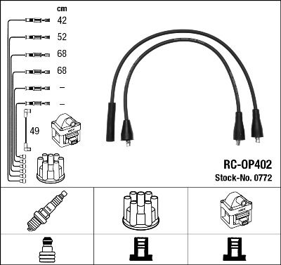 Комплект проводов зажигания NGK 0772 для PEUGEOT 205