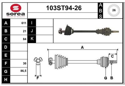 STARTCAR 103ST94-26 Сальник полуоси  для RENAULT CLIO I (B/C57_, 5/357_) 1.4 (B/C57T, B/C57Y)