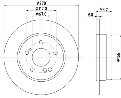 Тормозной диск HELLA 8DD 355 102-861 для MERCEDES-BENZ 190