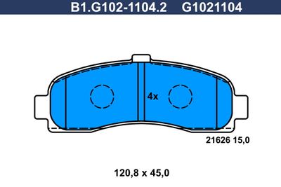 GALFER B1.G102-1104.2 Тормозные колодки и сигнализаторы  для NISSAN MICRA II (K11) 1.0 i 16V