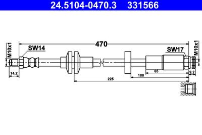 Тормозной шланг ATE 24.5104-0470.3 для ALFA ROMEO GIULIETTA