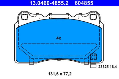 Комплект тормозных колодок, дисковый тормоз ATE 13.0460-4855.2 для OPEL INSIGNIA