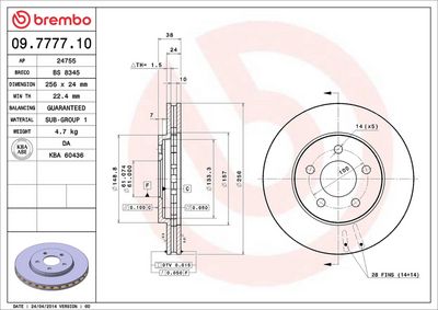 BREMSSCHEIBE BREMBO 09777710 1
