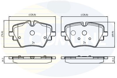 комплект спирачно феродо, дискови спирачки COMLINE CBP04103