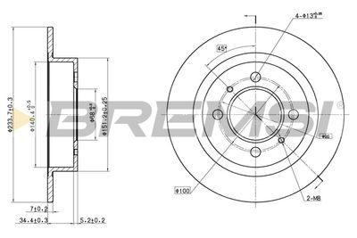 BREMSI CD6790S Тормозные диски  для NISSAN SUNNY III Hatchback (N14) 2.0 D