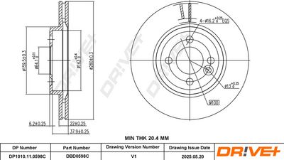 Tarcza hamulcowa DR!VE+ DBD0598C