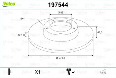 Тормозной диск VALEO 197544 для SKODA YETI