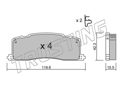 TRUSTING 441.0 Тормозные колодки и сигнализаторы для TOYOTA PREVIA I (_R1_, _R2_) 2.4 4WD (TCR21_, TCR20_)