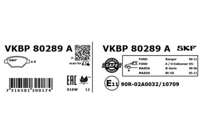 Brake Pad Set, disc brake VKBP 80289 A