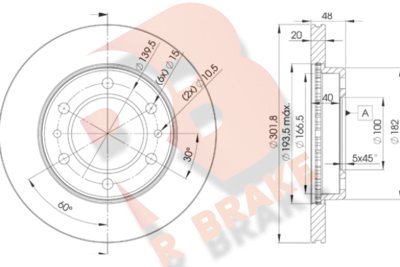 Тормозной диск R BRAKE 78RBD26004 для VW TARO