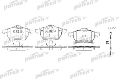 Комплект тормозных колодок, дисковый тормоз PATRON PBP1535 для SAAB 9-3