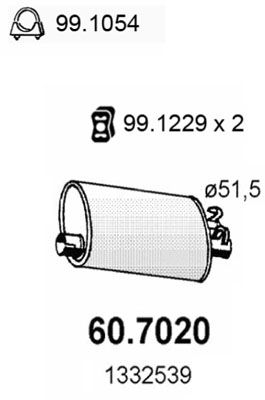 ASSO 60.7020 Глушитель выхлопных газов  для VOLVO 780 (Вольво 780)