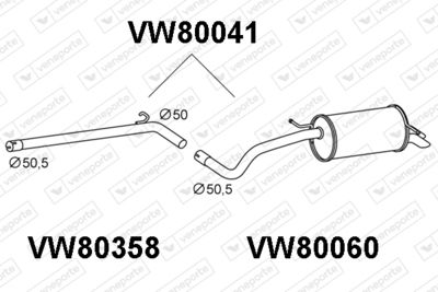 Глушитель выхлопных газов конечный VENEPORTE VW80041 для VW FOX