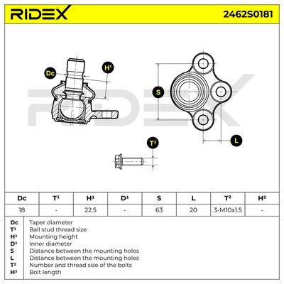 Шарнири RIDEX 2462S0181