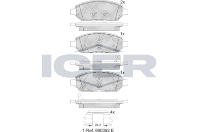 Комплект тормозных колодок, дисковый тормоз ICER 182264 для OPEL KARL