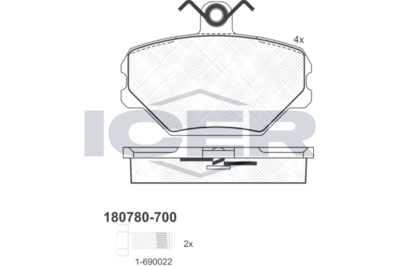 Комплект тормозных колодок, дисковый тормоз ICER 180780-700 для AUTOBIANCHI Y10