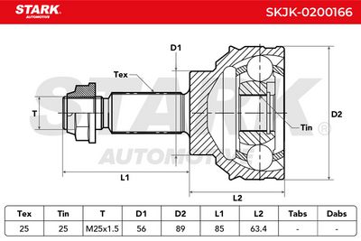 каре комплект, полуоска STARK SKJK-0200166