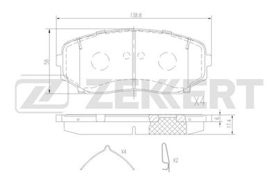 Комплект тормозных колодок, дисковый тормоз ZEKKERT BS-3070 для MAZDA CX-9