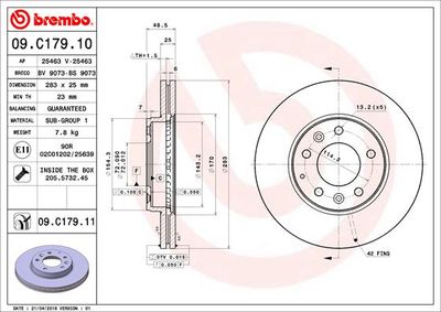 Тормозной диск BREMBO 09.C179.11 для MAZDA 6