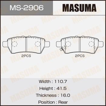 MASUMA MS-2906 Ремкомплект барабанных колодок  для NISSAN PATHFINDER III (R51) 3.0 dCi