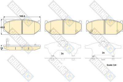 Комплект тормозных колодок, дисковый тормоз GIRLING 6135229 для SUZUKI SWIFT