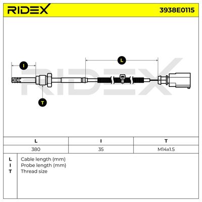 датчик, температура на изгорелите газове RIDEX 3938E0115