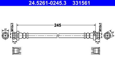ATE 24.5261-0245.3 Тормозной шланг  для HYUNDAI i10 (Хендай И10)