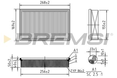 Воздушный фильтр BREMSI FA0569 для FIAT STILO