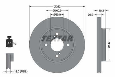 Тормозной диск TEXTAR 92303703 для SUZUKI BALENO