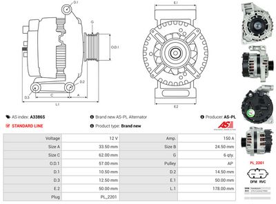 GENERATOR / ALTERNATOR AS-PL A3386S 4
