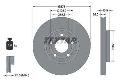 TEXTAR 92327503 Тормозные диски  для FORD  (Форд Пума)
