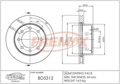 Тормозной диск FREMAX BD-5312 для DODGE RAM