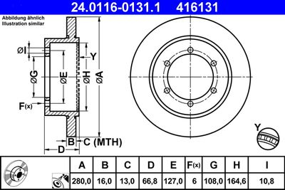 Тормозной диск ATE 24.0116-0131.1 для NISSAN CABSTAR
