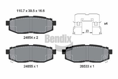 Kit de plaquettes de frein, frein à disque BENDIX Braking