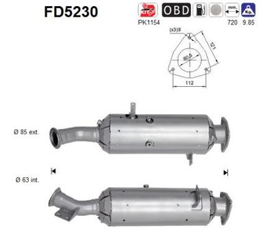 Filtr sadzy / filtr cząstek stałych, układ wydechowy AS FD5230