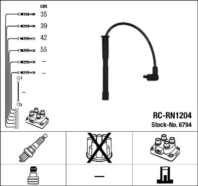 Комплект проводов зажигания NGK 6794 для RENAULT TWINGO