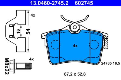 Комплект тормозных колодок, дисковый тормоз 13.0460-2745.2