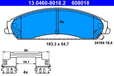 Комплект тормозных колодок, дисковый тормоз ATE 13.0460-8018.2 для LANCIA THEMA