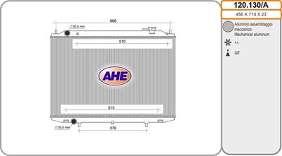 Радиатор, охлаждение двигателя AHE 120.130/A для NISSAN PICK UP