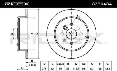 спирачен диск RIDEX 82B0484